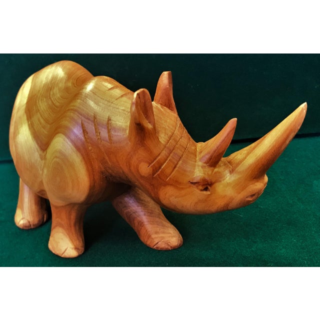 Hand Carved Solid Teak Rhinoceros Sculpture Circa 1950's Chairish