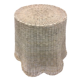 Vintage Draped Wicker Center Table For Sale