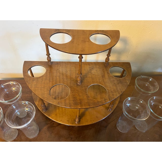 Wood English Tiger Maple Two Tier Flower Holder Bud Vase Frog For Sale - Image 7 of 18