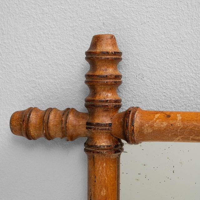 French 19th Century France Tan Wood Mirror For Sale - Image 3 of 8
