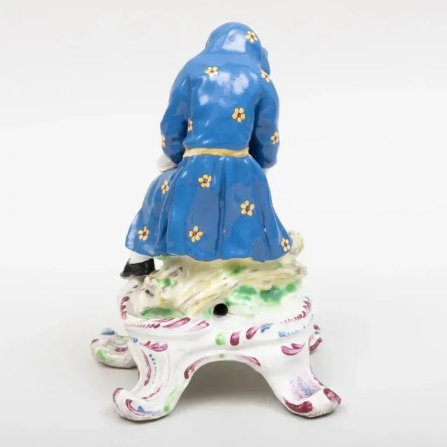 Blue Antique 18th Century English George III Bow Porcelain Seasons Figure Emblematic of Winter 1765 For Sale - Image 8 of 10