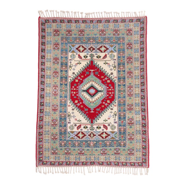 Vintage Rabat Moroccan Rug, 04'11 X 06'07 For Sale