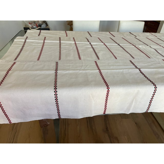 1900 - 1909 Gorgeous Antique Balkan EthnographicTextile- Handspun Embroidered Textile For Sale - Image 5 of 8