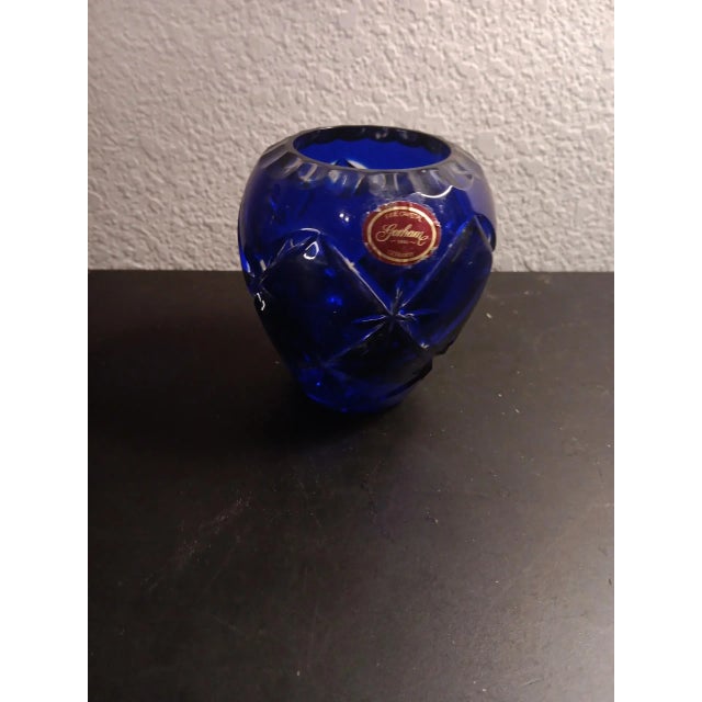 1980s Gorham Cobalt Blue Cut Crystal Rose Bowl Made in Germany For Sale In Dallas - Image 6 of 8