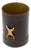 Brown Leather Wastebasket with Decorative Brass Buckle For Sale