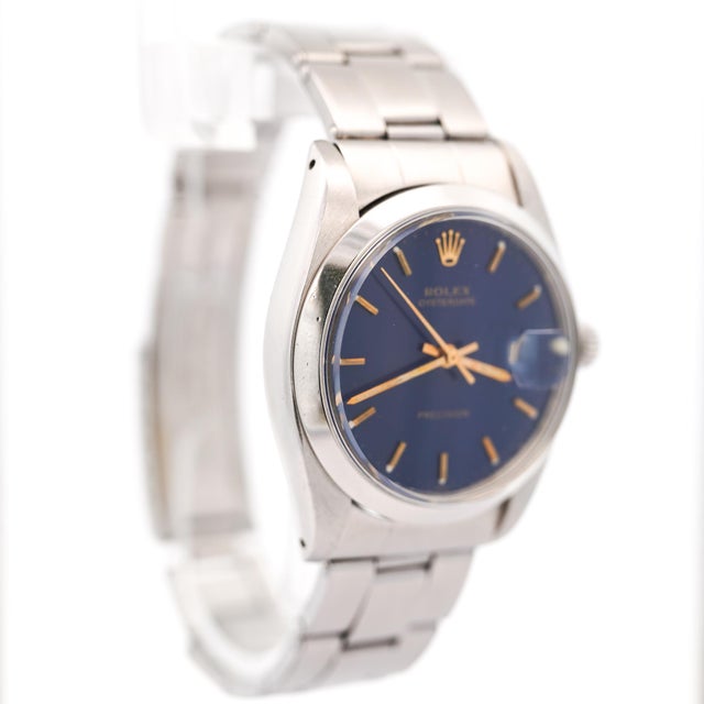 Rolex Oysterdate Precision Ref. 6694 Blue Dial 34mm Stainless Steel Wristwatch For Sale In Miami - Image 6 of 11