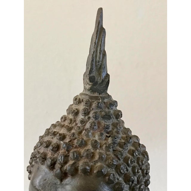 Metal 19/20th Century Thai Bronze Buddha Head For Sale - Image 7 of 12