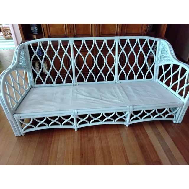Wood Vintage Rattan Sofa For Sale - Image 7 of 7