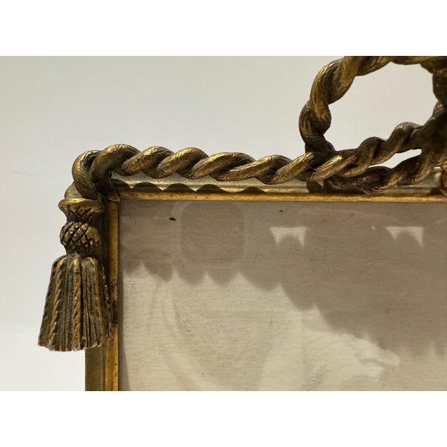 Vintage Ornate Gilt Metal Bow Tassel Picture Frame 8 X 10 For Sale - Image 4 of 9