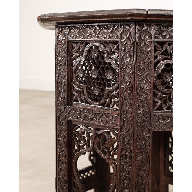 Anglo-Indian Kashmiri Style Carved Wood Octagonal Side Table For Sale - Image 12 of 18
