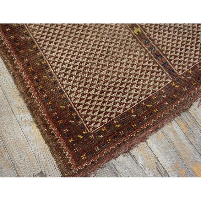 Textile 1890s Ivory Ground Antique Ersari Beshir Turkmenistan Knotted Islamic Prayer Rug For Sale - Image 7 of 9