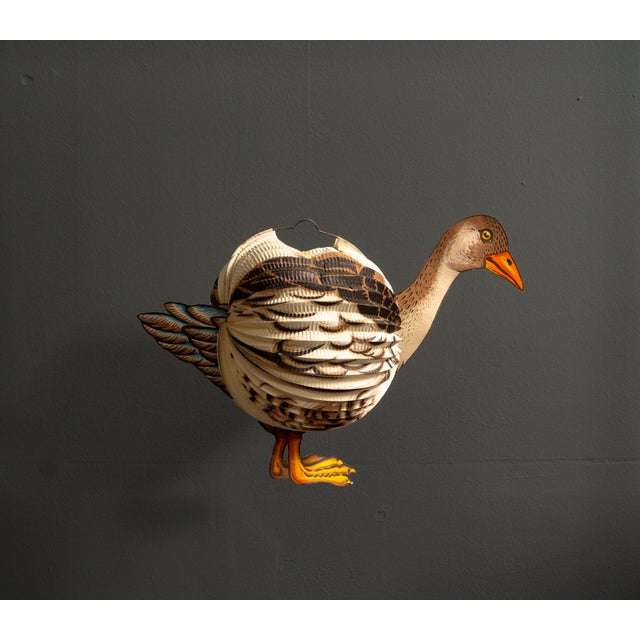 Paper lantern as a goose, made in West Germany from the 60s. Rare lantern as a goose figure, in the middle below, with a...