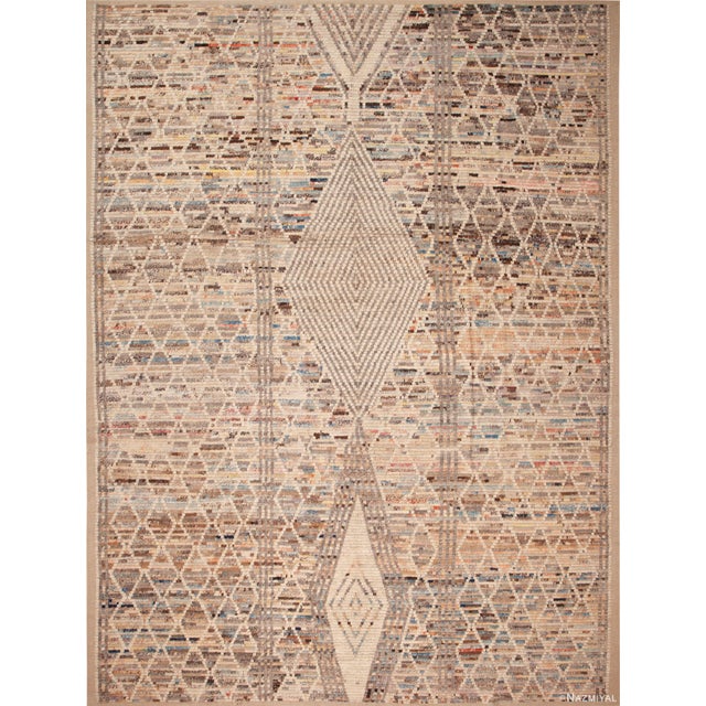 Incredible Modern Contemporary Geometric Rhombus Design Light Tones Rug, Country of Origin: Central Asia, Circa date: Modern