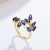 Royal Blue Nina Zhou Sapphire Branch Leaves Ring in 14k Yellow Gold, size 5 For Sale - Image 8 of 10