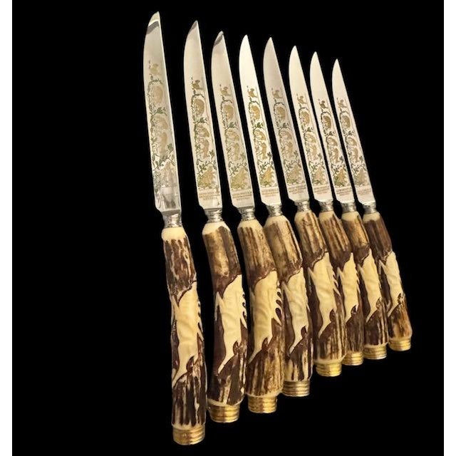 Vintage Anton Wingen Jr. Solingen “Othello” Stag Antler Knife & Fork Set Service for Eight - 16 pcs For Sale - Image 10 of 18