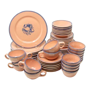 Rare Vintage 1938 Gladding McBean Franciscan Fruit Terra Cotta Dinnerware Set Square F Mark - 55 Pieces