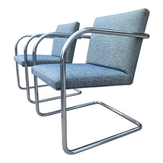 Late 20th Century Thonet Tubular Chrome Brno Chairs by Mies Van Der Rohe For Sale