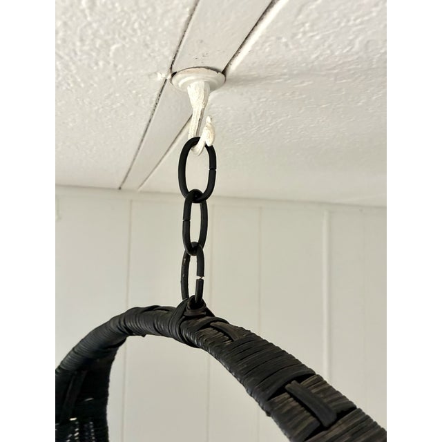 1970s Hanging Swag Silk Fern in Black Basket For Sale - Image 9 of 10