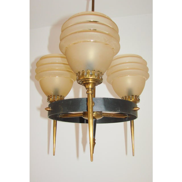 Mid-Century Modern Glass Chandelier, 1960s For Sale - Image 4 of 11