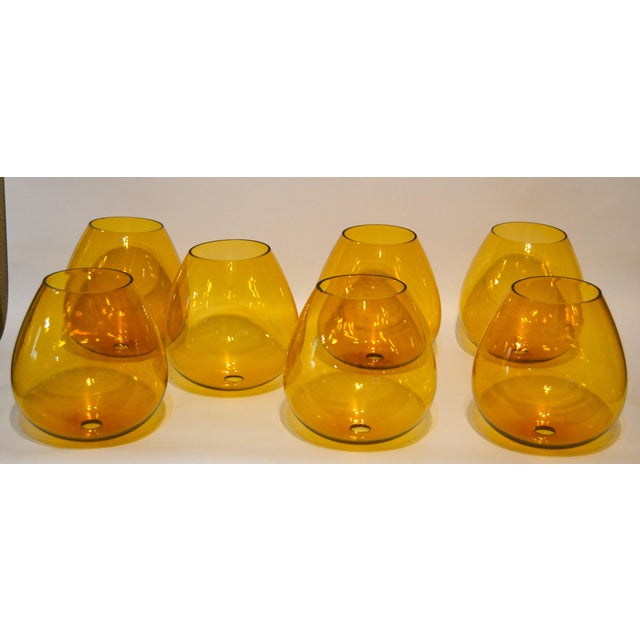 Set of 9 Blown Art Glass Amber Gold Honey Color Lamp Chandelier Shades Italy 1970s For Sale - Image 10 of 10