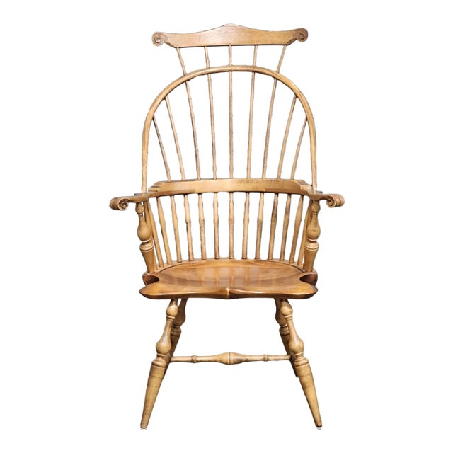 1960s d.r. Dimes Master's Chair Comb Back Windsor Arm Chair Bench New Hampshire Rare For Sale