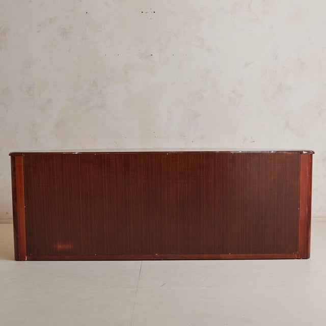 Aldo Tura 1990s Italian Convex Sideboard in Lacquered Tobacco Goatskin Attributed to Aldo Tura For Sale - Image 4 of 11