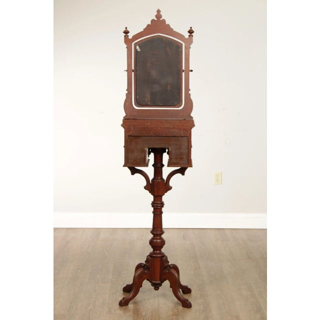 Late 19th Century Antique 19th Century American Victorian Walnut Shaving Stand with Mirror For Sale - Image 5 of 13