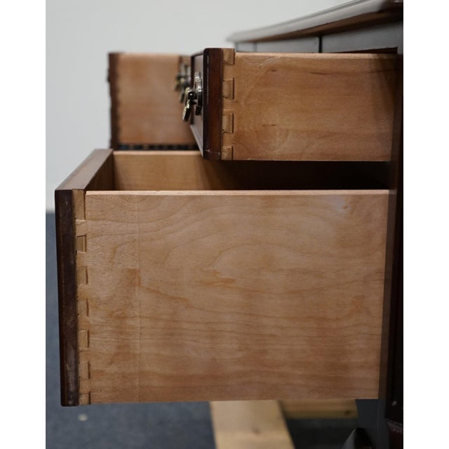 Wood Hekman Furniture Solid Mahogany Traditional Chippendale Style 58" Writing Desk W. Tooled Leather Top For Sale - Image 7 of 12