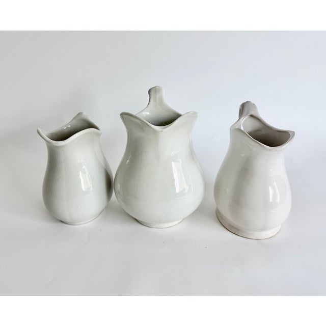 Vintage White Ironstone Pitchers - Set of 3 For Sale - Image 4 of 5