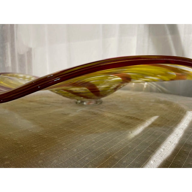 Italian Large Mid-Century Modern Vintage Hand Blown Italian Glass Centerpiece Platter For Sale - Image 3 of 7
