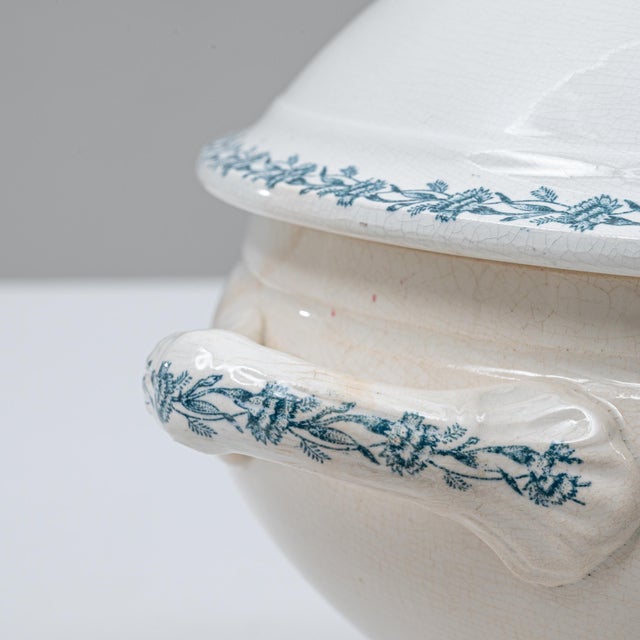 Off-white 20th Century Belgian Special Edition Porcelain Tureen With Lid For Sale - Image 8 of 18