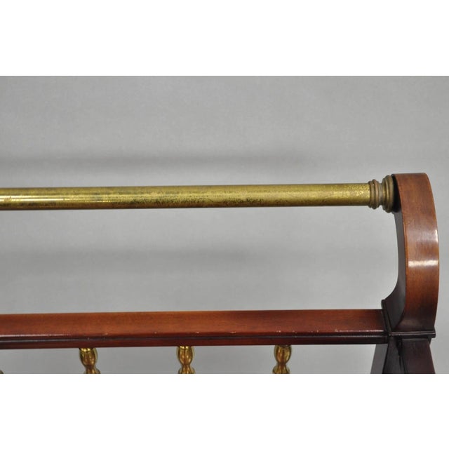 Wood Vintage French Regency Mahogany 2 Tier Brass Gallery Rolling Bar Cart Server For Sale - Image 7 of 12