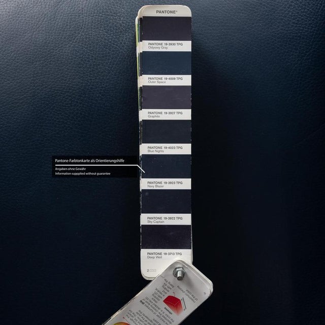 Blue Arc-E Leather Blue Dining Room Chairs, Set of 8 For Sale - Image 8 of 14