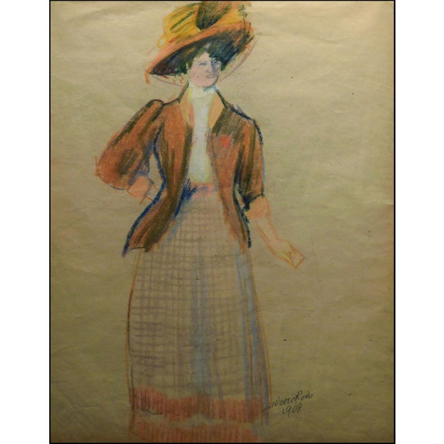"Woman with a Hat" -framed by Ludovic Rodo Hand signed by the artist Image Size: 25" x 19" Framed Size: 37" x 30.5"...