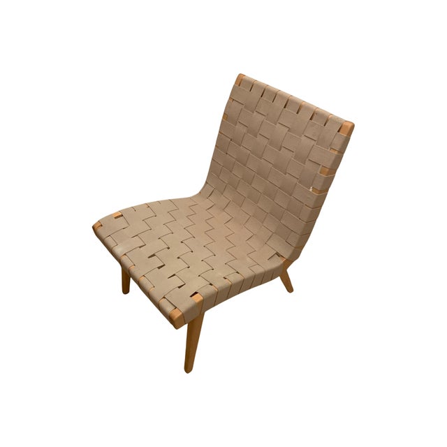 Lounge Chair with Flax Webbing and Clear Maple Finish by Jens Risom for Knoll Inc. For Sale - Image 5 of 13