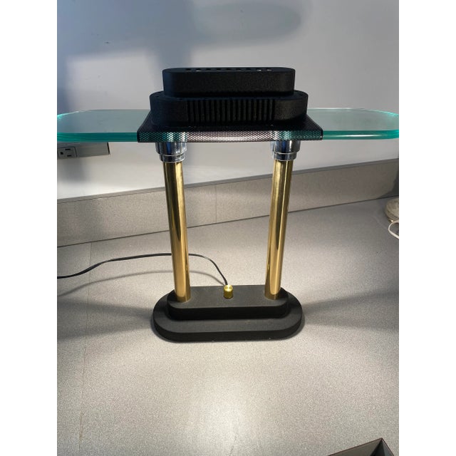 Modern 1980s Robert Sonneman Style Memphis Bankers Desk Lamp With Dimmer Control For Sale - Image 3 of 11
