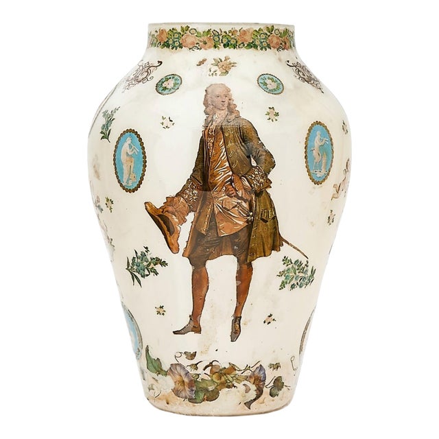 Early 19th Century Victorian Decalomania Decorative Vase, London For Sale