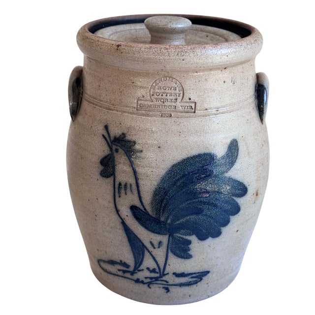 Celebrate timeless American craftsmanship with this handsome 1986 Rowe Pottery Works salt-glazed stoneware crock,...