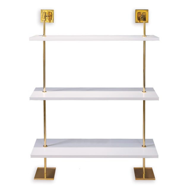 Modern Marais 3-Tier White & Gold Shelf 48"W For Sale - Image 3 of 5