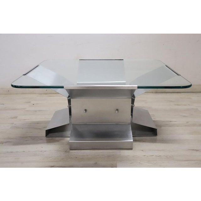 Coffee Table in Steel and Glass, 1970s For Sale - Image 9 of 10