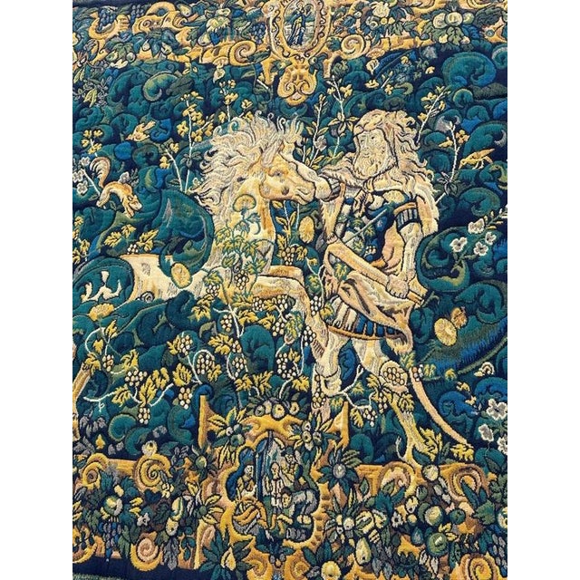 Discover the timeless elegance of this exquisite vintage French tapestry featuring a mythical scene of Hercules and one of...