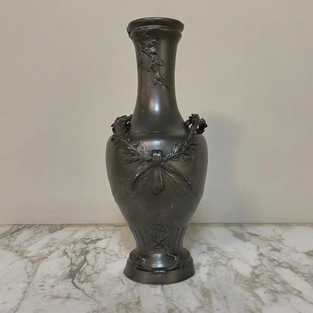 Early Art Deco Period Pewter Vase For Sale - Image 4 of 11