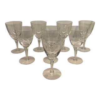 Vintage Cut Crystal Vine & Leaf Wine Glasses – Set of 8 For Sale