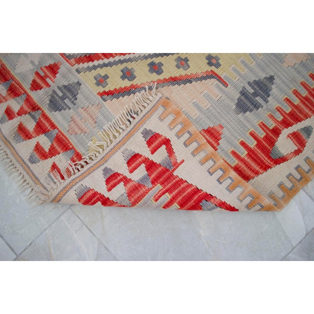 1970s Vintage Handmade Turkish Rug Kilim - 3′11″ × 5′9″ For Sale - Image 10 of 16