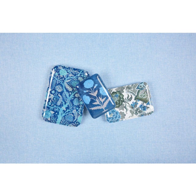 2020s Kalamkari Blue Trays, Set of 3 For Sale - Image 5 of 5