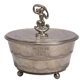 Swedish Art Deco Pewter Lidded Box by Sylvia Stave for C.G. Hallberg, 1928 For Sale