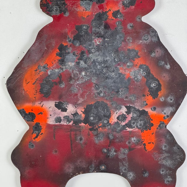 Red Vintage Cast Iron Double Sided Cowboy Shooting Gallery Target, in Red For Sale - Image 8 of 9