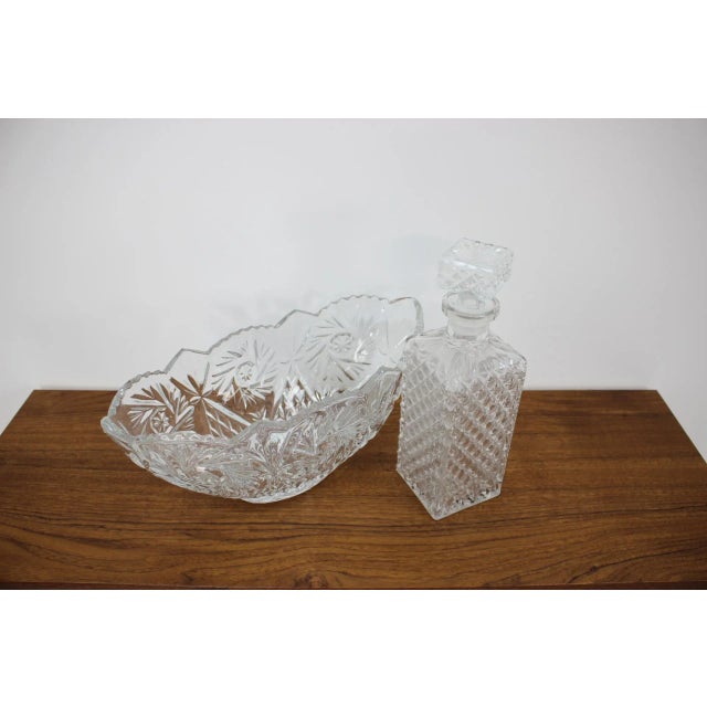 Mid-Century Modern Vintage Glass Carafe & Bowl Set, 1970s For Sale - Image 3 of 9