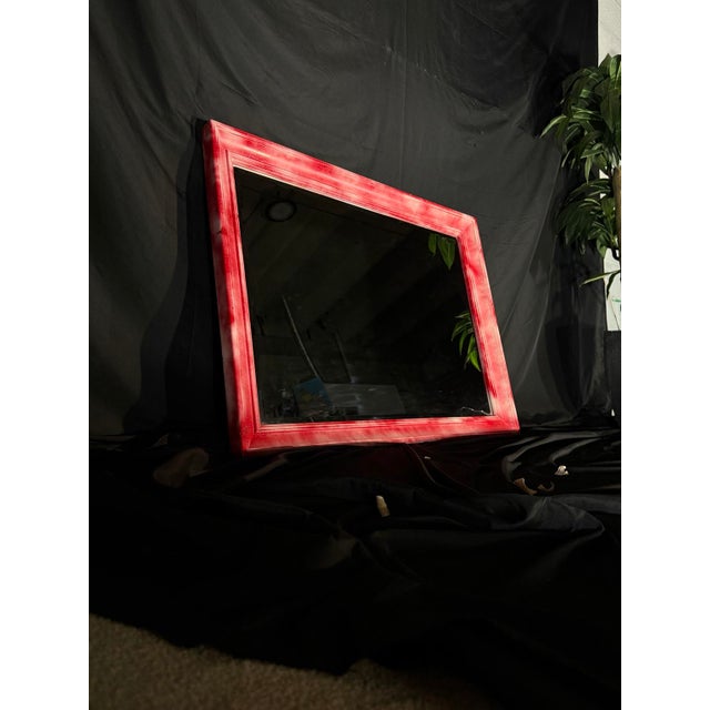 2020s 2020s Loom Distressed Red Rectangular Wall Mirror For Sale - Image 5 of 6