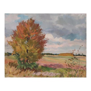 Vintage Autumn Landscape Oil Painting, Ukrainian Impressionism, 1980s 80-100 For Sale